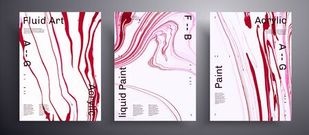 Abstract liquid poster, fluid art vector texture pack. Artistic background that applicable for design cover, poster, brochure and etc. Pink, red and white universal trendy painting backdropのイラスト素材