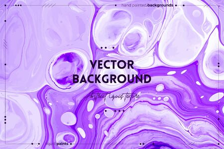 Fluid art texture. Abstract background with iridescent paint effect. Liquid acrylic picture with flows and splashes. Mixed paints for background or poster. Violet and white overflowing colorsのイラスト素材