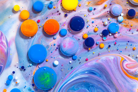 Fluid art texture. Background with abstract mixing paint effect. Liquid acrylic picture with mixed paints and bubbless. Can be used for background or poster. Multicolor overflowing colorsの写真素材