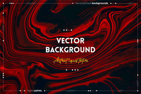 Fluid art texture. Abstract backdrop with mixing paint effect. Liquid acrylic picture that flows and splashes. Mixed paints for posters or wallpapers. Black, red and orange overflowing colorsのイラスト素材