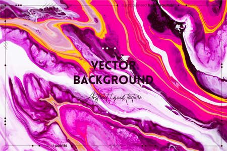 Fluid art texture. Backdrop with abstract mixing paint effect. Liquid acrylic picture that flows and splashes. Mixed paints for baner or wallpaper. Purple, pink and white overflowing colorsのイラスト素材