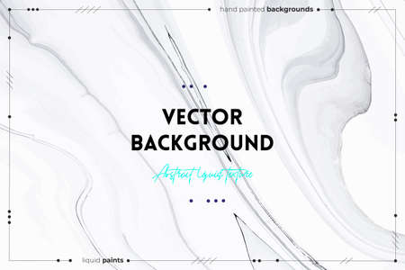 Fluid art texture. Backdrop with abstract iridescent paint effect. Liquid acrylic artwork with flows and splashes. Mixed paints for interior poster. Black, gray and white overflowing colorsのイラスト素材