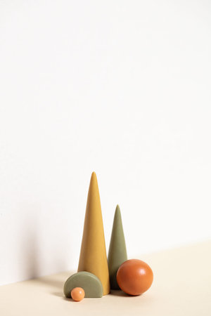 Minimalistic abstract composition with simple geometric figures. Still life background with elegant...
