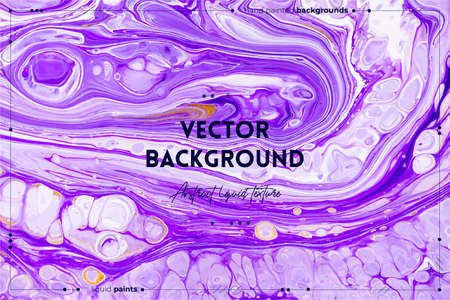 Fluid art texture. Backdrop with abstract swirling paint effect. Liquid acrylic artwork with beautiful mixed paints. Can be used for interior poster. Purple, white and lavender overflowing colorsのイラスト素材