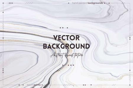 Fluid art texture. Backdrop with abstract iridescent paint effect. Liquid acrylic artwork that flows and splashes. Mixed paints for interior poster. Black and white overflowing colorsのイラスト素材