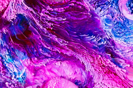 Epoxy resin texture with pink, blue and wine colors. Liquid backdrop with splashes and ripples....
