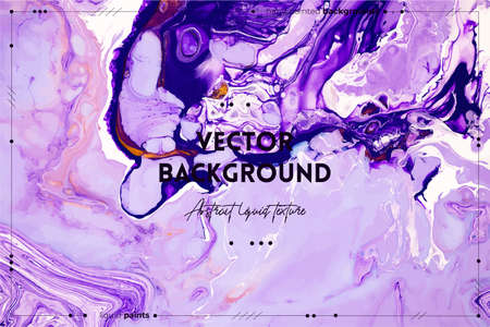 Fluid art texture. Abstract background with swirling paint effect. Liquid acrylic picture with beautiful mixed paints. Can be used for interior poster. Purple, lavender and golden overflowing colorsのイラスト素材