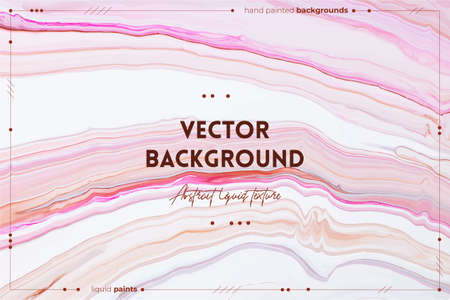 Fluid art texture. Abstract background with mixing paint effect. Liquid acrylic picture with artistic mixed paints. Can be used for baner or wallpaper. Pink, white and coral overflowing colorsのイラスト素材