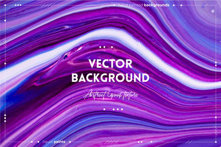 Fluid art texture. Background with abstract swirling paint effect. Liquid acrylic picture that flows and splashes. Mixed paints for baner or wallpaper. Purple, blue and white overflowing colorsのイラスト素材