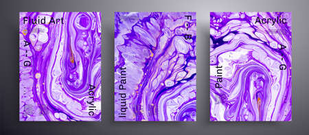 Abstract vector poster, collection of modern fluid art covers. Trendy background that applicable for design cover, invitation, flyer and etc. Purple and white creative iridescent artworkのイラスト素材