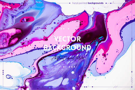 Fluid art texture. Background with abstract mixing paint effect. Liquid acrylic artwork with flows and splashes. Mixed paints for website background. Blue, pink and white overflowing colorsのイラスト素材