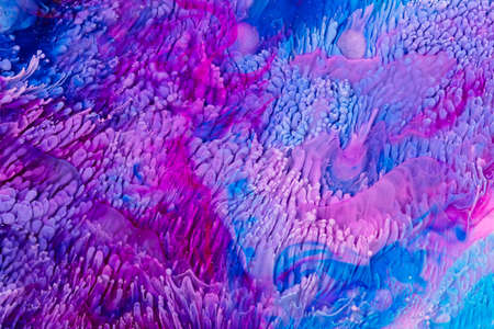 Resin art texture with aquamarine, pink and white colors. Fluid backdrop with splashes and swirls. Abstract frozen texture with alcohol inks. Bright pigments mixes on macrophotography wallpaperの写真素材
