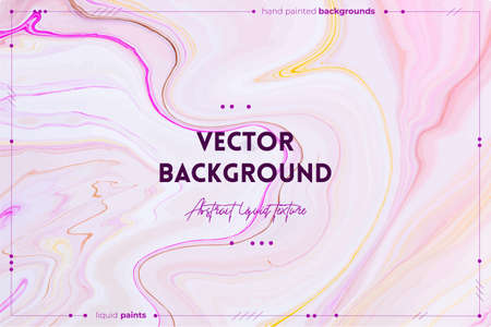 Fluid art texture. Abstract background with swirling paint effect. Liquid acrylic picture with flows and splashes. Mixed paints for website background. Pink and coral overflowing colors.のイラスト素材