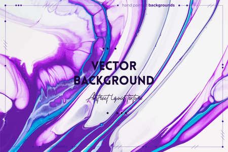 Fluid art texture. Background with abstract iridescent paint effect. Liquid acrylic picture with beautiful mixed paints. Can be used for interior poster. Blue, purple and white overflowing colors.のイラスト素材