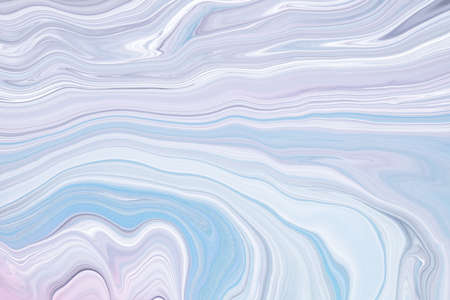 Fluid art texture. Abstract background with iridescent paint effect. Liquid acrylic artwork with artistic mixed paints. Can be used for baner or wallpaper. Blue and lavender overflowing colors.の写真素材