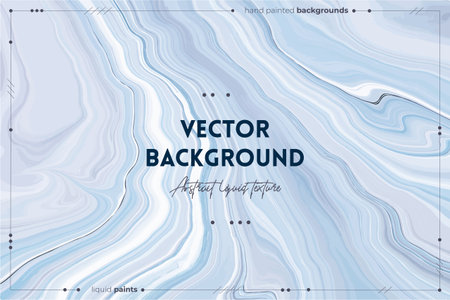 Bright resin art abstract background. Multicolor marble surface, mineral stone texture. Gray, white and blue paint mix wallpaper. Fluid, color liquid flow effect. Watercolor, acrylic waves, swirls.のイラスト素材