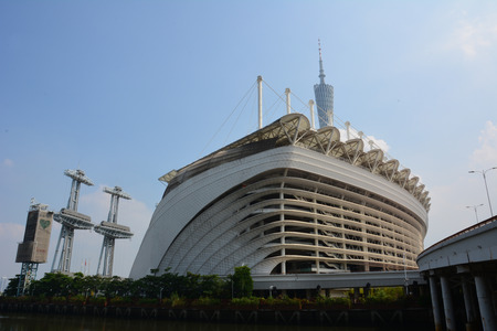 Asian Games stadium on Haixinsha, Guangzhouのeditorial素材
