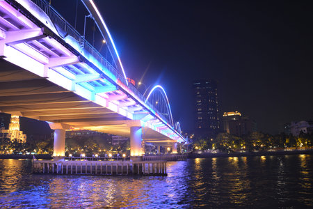 Guangzhou people's bridge at nightのeditorial素材