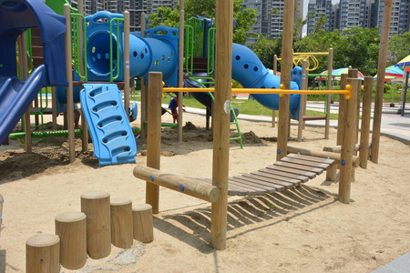 Children's activities bridge in a parkのeditorial素材