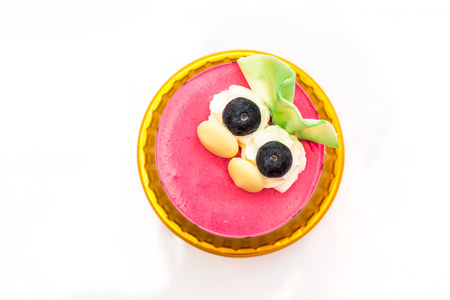 blueberry cupcake on white backgroundの写真素材