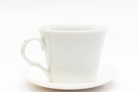 black coffee in white coffee mug on white backgroundの写真素材