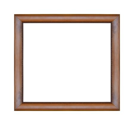 Classic wooden frame isolated on white backgroundの写真素材