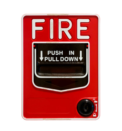 Fire alarm pull station isolatedの写真素材