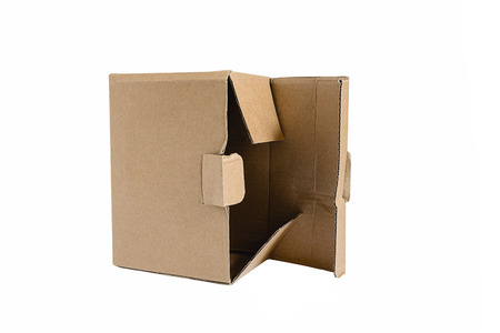 cardboard box isolated on white backgroundの写真素材