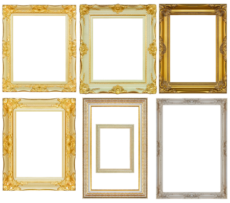 Set of vintage frame isolated on white backgroundの写真素材