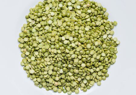 greed split peas on white backgroundの写真素材