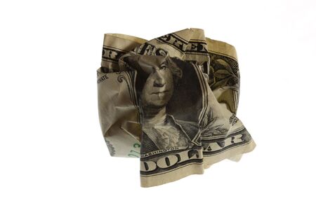 The crinkled Dollar symbolises financial difficulties.の写真素材