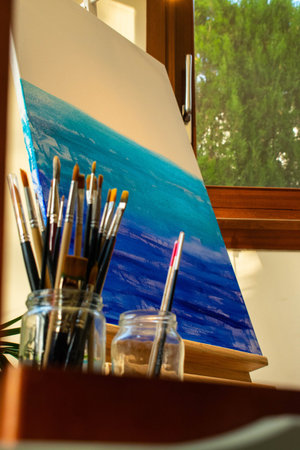 Virtual class art in modern living room