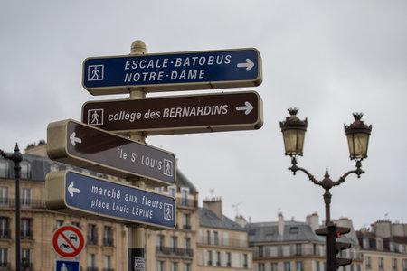 Signpost on the street in Paris, France.       .の写真素材