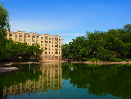 Turpan city park,a very dry place have lake,Uygur Zizhiqu,Xinjiang,Chinaのeditorial素材