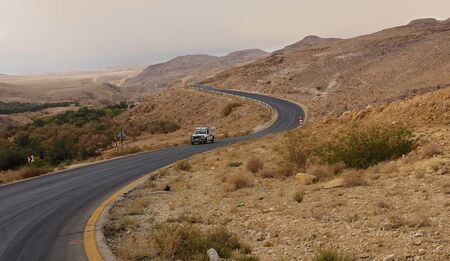 One the road to Dead Sea from Mountain Neboの写真素材