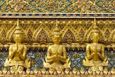 Golden Thai Demon guardian sculptureの写真素材