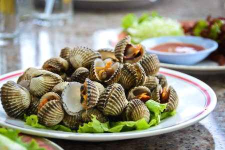 Boiled cockle with spicy sauce