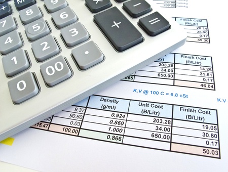 The calculator with cost documentの写真素材