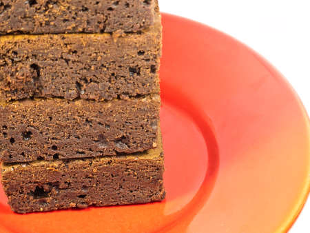 Brownie Cake on the red dishの写真素材