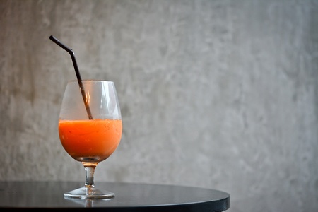 Ice milk tea in a glassの写真素材