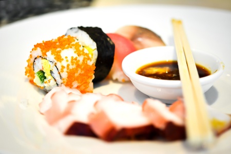 Sushi with sauceの写真素材