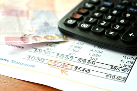 Finance budget report with moneyの写真素材