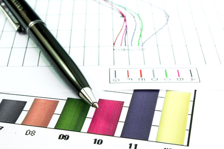 bar graph information with black penの写真素材
