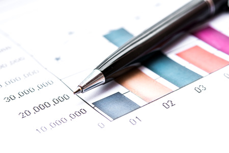 bar graph information with black penの写真素材