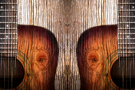 wooden acoustic guitar backgroundの写真素材