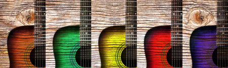wooden acoustic guitar backgroundの写真素材