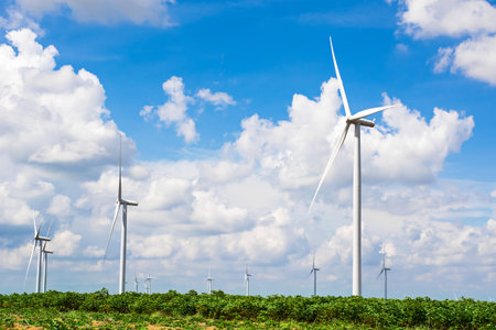 Huay Bong wind turbine farm for generate electricity, Thailand