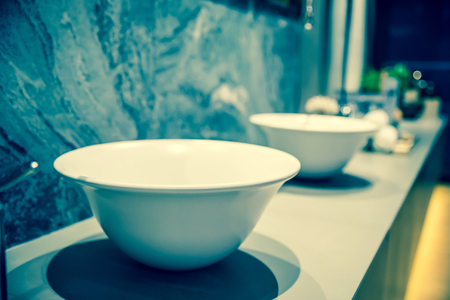 wash basin in luxury bathroomの写真素材