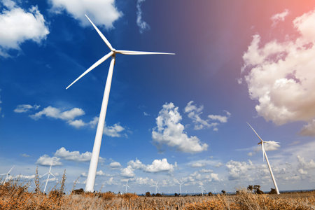 wind turbine for generate electricity with blue sky