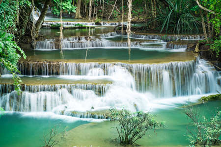 waterfall in tropical forestの写真素材